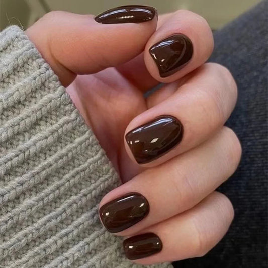 Short Square False Nails Classic Solid Color Design Simple Fake Nails Ballet Full Cover Nail Manicure Tips for Girls