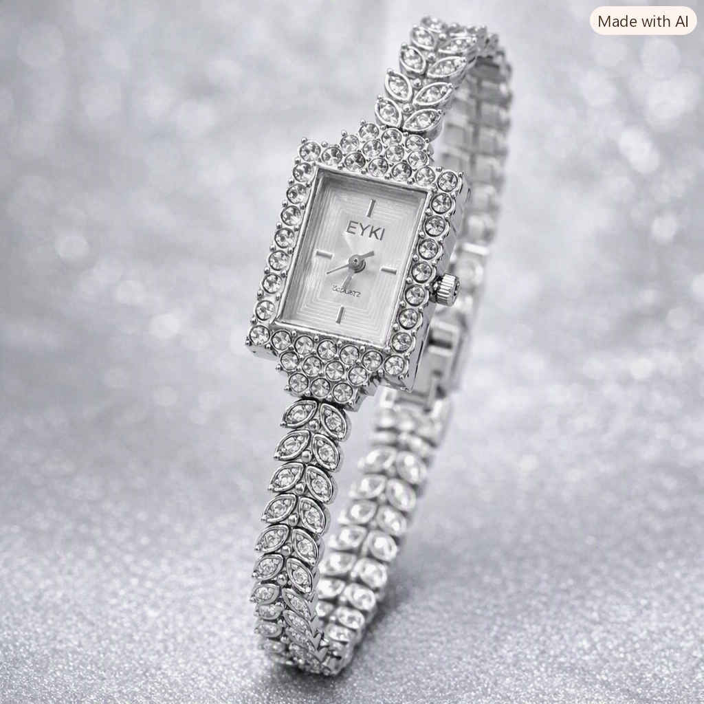 Elegance Imported Korean Shape Trending Leaf Watch for Women - Black