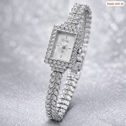 Elegance Imported Korean Shape Trending Leaf Watch for Women - Black