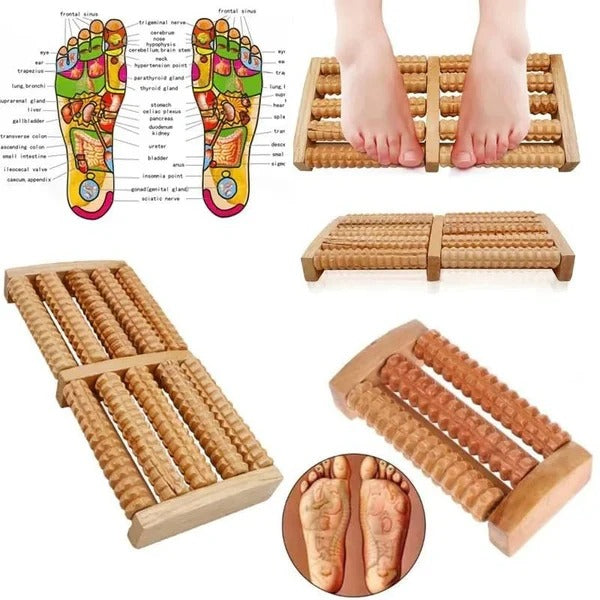 Traditional Wooden Sticks Roller Foot Massager Durable Natural Wood Design