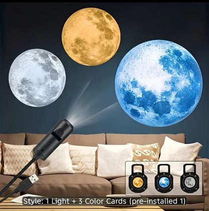 USB Ceiling Moon Earth Projection Atmosphere Light Starry Sky Lamp Night Light Romantic Bedroom Decoration Projector With 3 Lenses