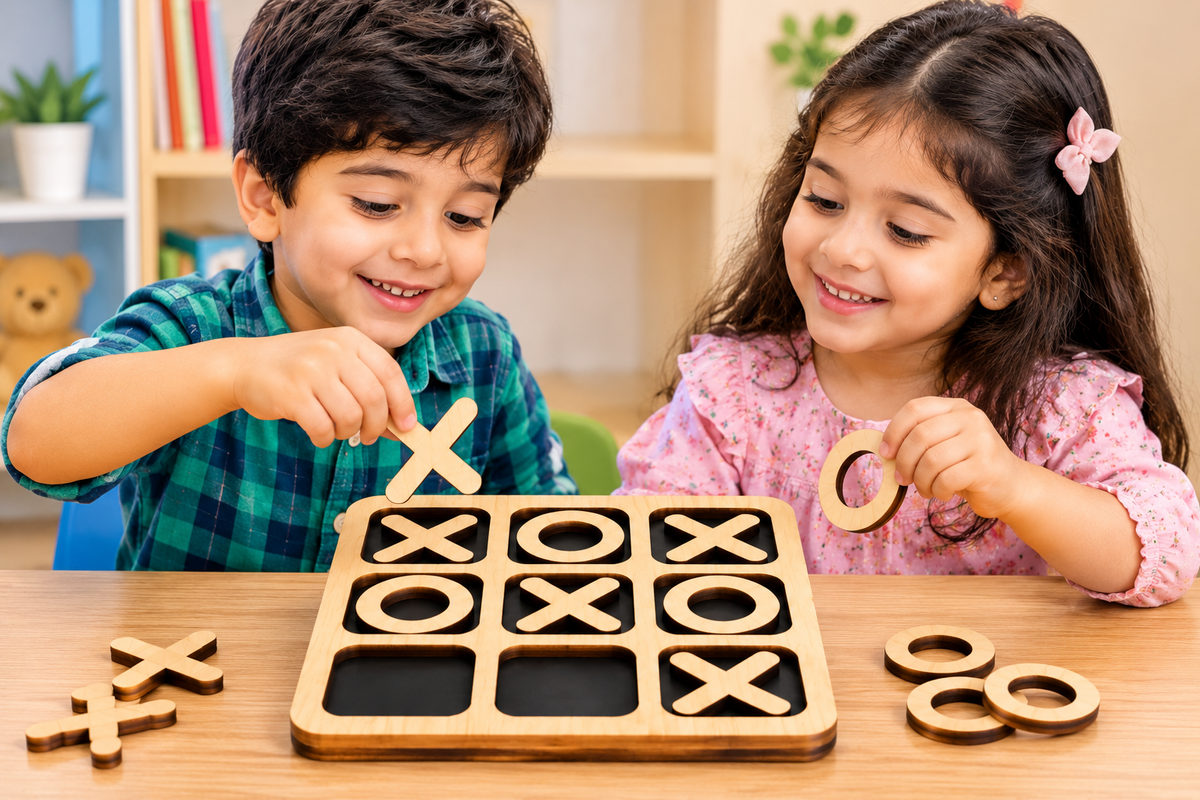 Wooden Tic Tac Toe Game - Educational Toy - Toys For kids and adults