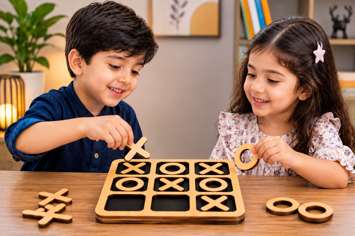Wooden Tic Tac Toe Game - Educational Toy - Toys For kids and adults