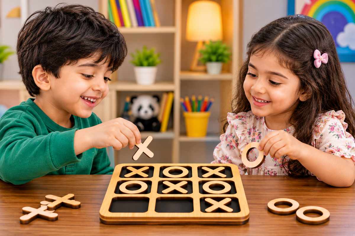 Wooden Tic Tac Toe Game - Educational Toy - Toys For kids and adults