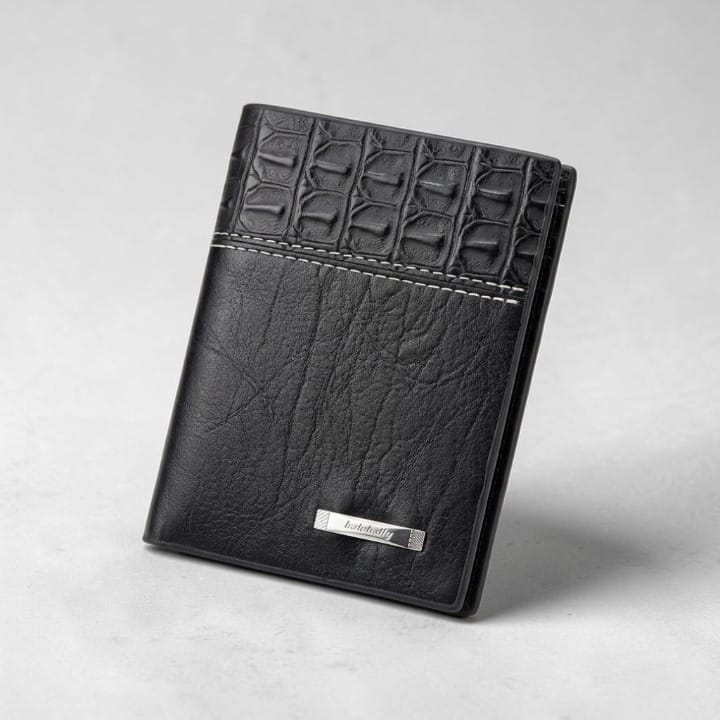 Premium Book Shape Wallet for Men – 6 Card Slots, Full Cash Pocket & Secure Button Closure - Black