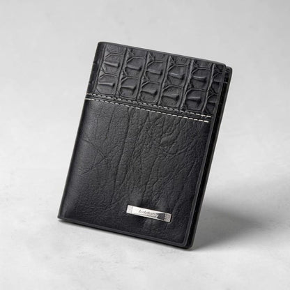Premium Book Shape Wallet for Men – 6 Card Slots, Full Cash Pocket & Secure Button Closure - Black