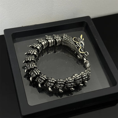 New Men's Domineering Dragon Bone Bracelet Trendy and Niche Design Personalized Retro Handmade Accessory