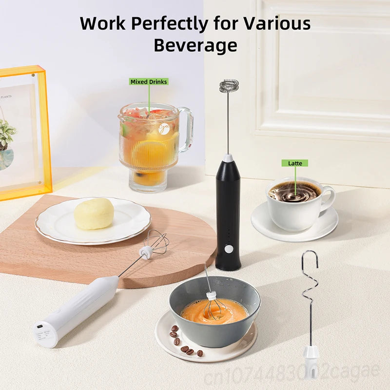 Wireless 2 In 1 Electric Egg And Coffee Beater For other Rechargeable- 1 Pc