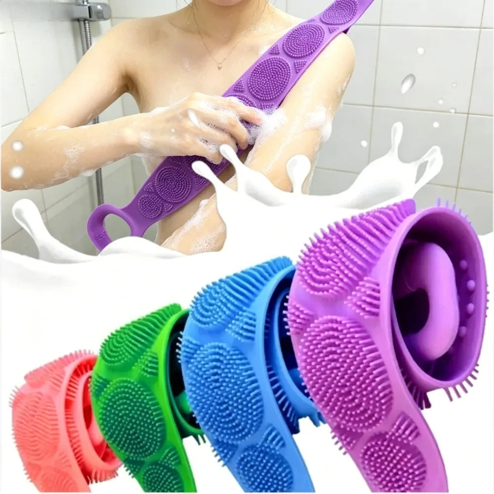 Silicone Bath Body Belt, Exfoliating Long Silicone Body Back Scrubber, Easy to Clean, Lathers Well, Eco Friendly, Long Lasting