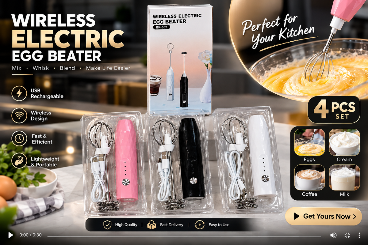 Wireless 2 In 1 Electric Egg And Coffee Beater For other Rechargeable- 1 Pc