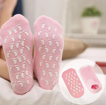 1 Pair Reusable Silicone Spa Gel Socks For Dry Feet And Cracked Heel Treatment – Moisturizing Hydrating Softening And Skin Smoothing Overnight Foot Care (Random Color)