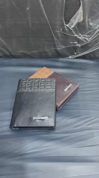 Premium Book Shape Wallet for Men – 6 Card Slots, Full Cash Pocket & Secure Button Closure - Black